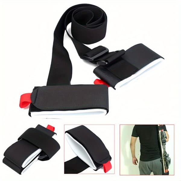 1 pc Universal Adjustable Ski Carrier Strap, Padded Nylon Shoulder Strap, Non-Waterproof Lightweight Ski Backpack Accessory [DB] Black Black 1pc