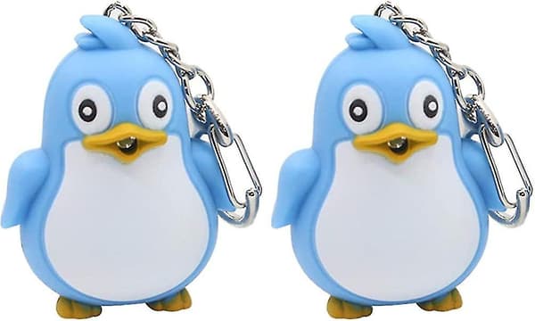 2 st Pingvin Nyckelring LED-belysning med ljud Hänge Handväska Charm Present (blå) blå blå blue