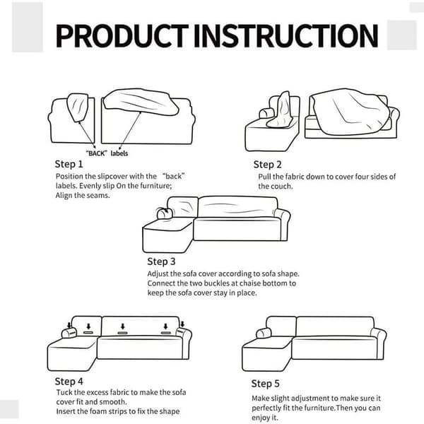 INHHUB 2-delat L-format elastiskt hörnsofföverdrag, polyester fläckbeständigt lättrengjort överdrag för 2-sits och 3-sits schäslongsoffa