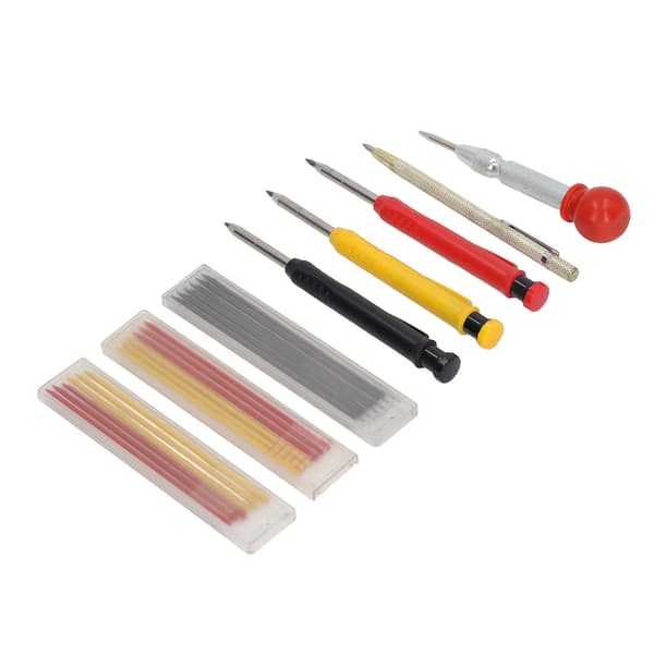 Carpenter Pencil Set Carbide Scriber Pen Refills Center Punch Sharpener Woodworking Tools