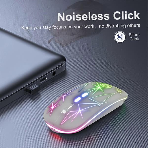 A20 Portable Computer Mouse Wireless Dual Mode RGB 5 Buttons Ergonomic Silent Rechargeable 2.4GHz/Bluetooth-compatible Computer Mouse PC Accessories