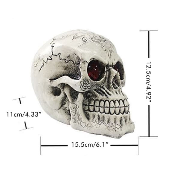 LED Halloween Skeleton Head Statue Resin Desk Decoration with Light