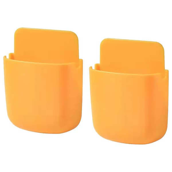Self-adhesive remote control holder, universal media player controller, wall-mounted remote control organizer, (Yellow)