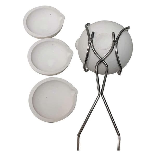 5 Pieces Small Melting Ceramic Crucible Bowl Cup Set for Melting Gold, Silver, Copper with Tongs