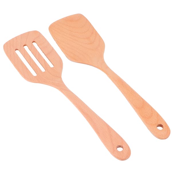 2-pack Wooden Spatula Set Eco-Friendly Non-Stick High Heat Resistant Kitchen Utensil