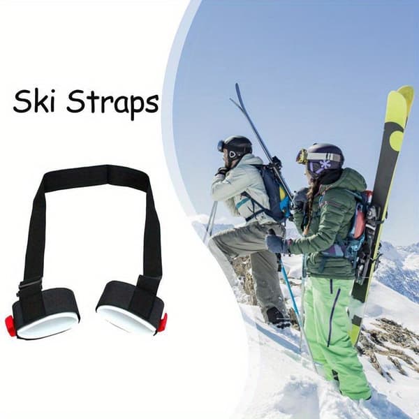 1 pc Universal Adjustable Ski Carrier Strap, Padded Nylon Shoulder Strap, Non-Waterproof Lightweight Ski Backpack Accessory [DB] Black Black 1pc