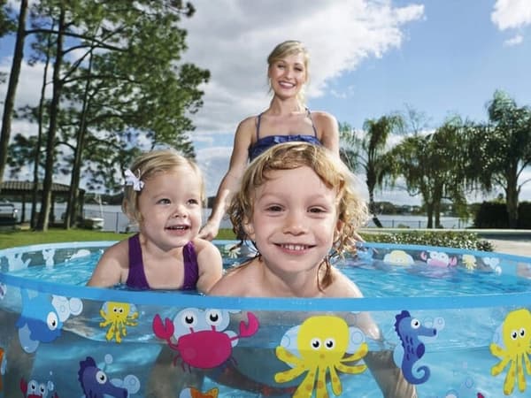 Børnepool 122x25 cm, Pool til børn – Havtema, Blå, Bærbar
