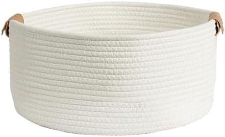 Cotton Rope Storage Baskets - Lightweight Woven Basket | Soft Texture Laundry Hamper, Sturdy Weave Fabric Storage, Home Accessories [DB] Small