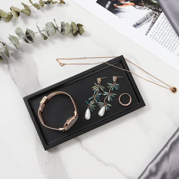 Bathroom Tray, Resin Perfume Tray Waterproof Rectangular Organizer for Bathroom Kitchen Countertop Decorative Tray with Unique Pattern