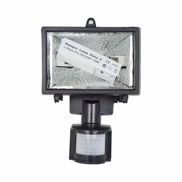 150w halogen R7S halogen sikkerhetsflomlys med bevegelsessensor, IP44, vinkel 120°