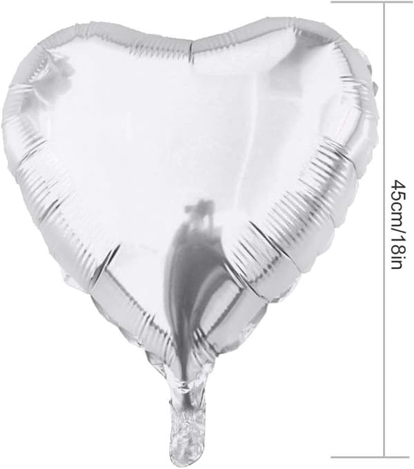 Hjerteformede balloner, 50 stk sølvhjerteballoner, hjerteballon,