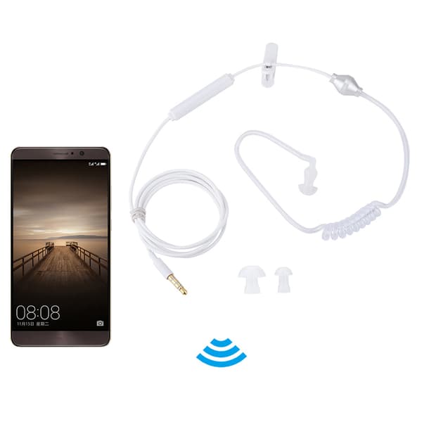 Luftrør sikkerhedsøretelefon med mikrofon - Hvid - In-Ear Headset til iOS & Android