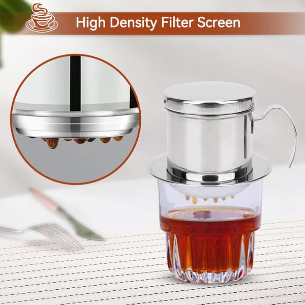 Vietnamesisk kaffefilter, kaffefilter i rustfrit stål, vietnamesisk kaffebrygger, nem drypbrygger til hjemmebrug