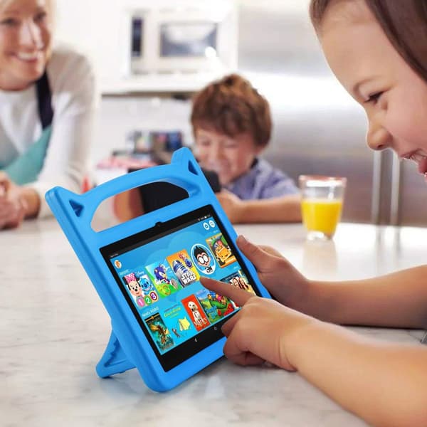 Tablet Case for Kids, Carry-Friendly Handle for Small Hands, Dual-Angle Handle Stand for Comfortable Viewing, Precise Cutouts for Easy Access