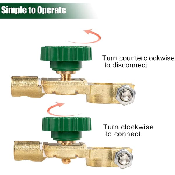 Universal Negative Dedicated Battery Switch, Power Master Quick Disconnect Isolator for Vehicles with Top-Mounted Batteries, Leak-Proof Knob Model