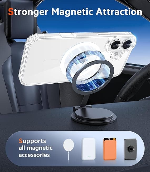 FNTCASE for iPhone 17 Clear Case, Magnetic with Screen Protector, Compatible with MagSafe, Anti-Yellowing Rugged Shockproof Case, A-Clear