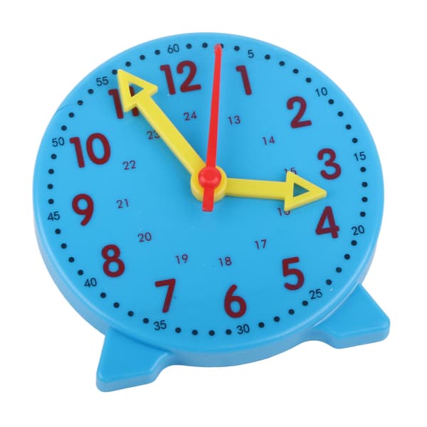 Clock Teaching Aid Learning Model Toy Students Kids Cognitive Time Tool 3 Pointer Linkage 24 Hour System 10cm Blue