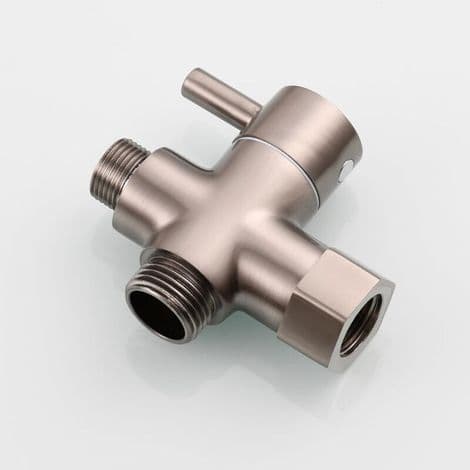 3-vejs messing omskifterventil 3/8\"-12/17 adapter til toilettets vandledning, nikkel
