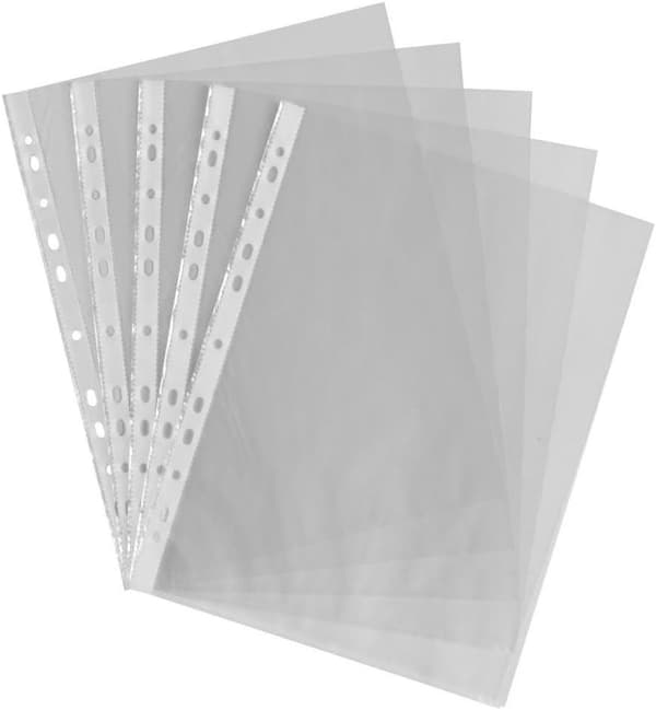 100-pack Klar Plast A4-mappar Plånböcker Fickor Hålade Fickor