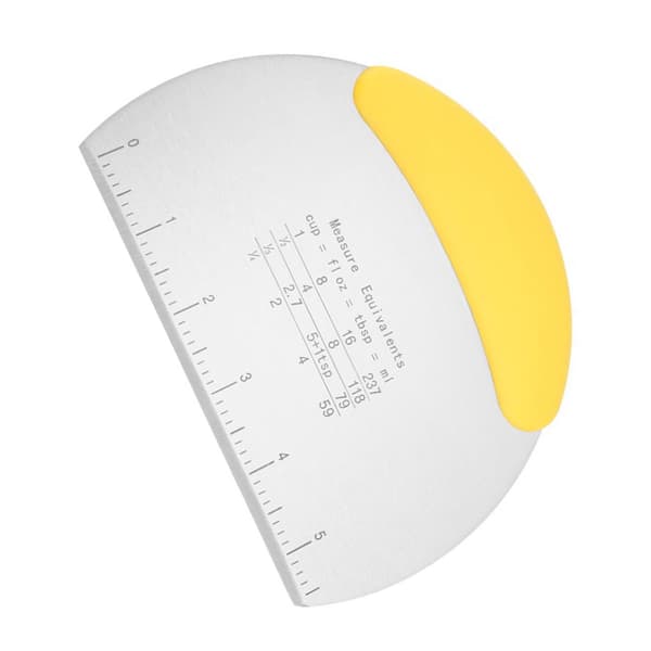 Dough Scraper with Measuring Scale Stainless Steel Dough Scraper Cutter Rubber Plastic Handle Kitchen Baking Tool S Yellow