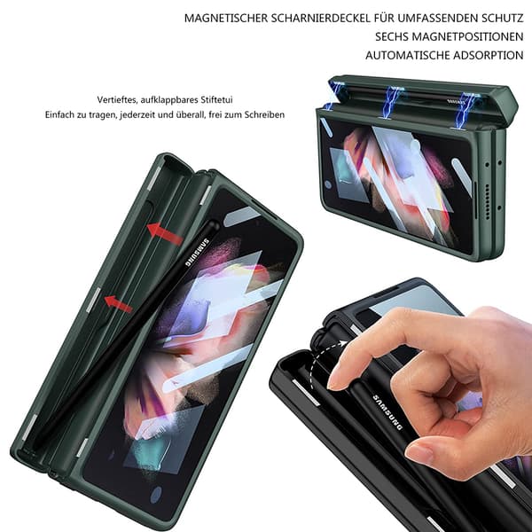 Adjustable Stand for Samsung Z Fold 3, Shockproof Design Ultra-Thin Profile with Gear-Driven S Pen Holder, Compatible with Samsung Z Fold 3