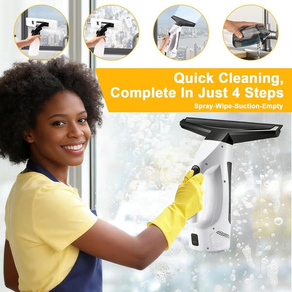 Cordless Window Cleaner, Portable Electric Window Cleaner with Sprayer and Microfiber Cloth, Suitable for Windows