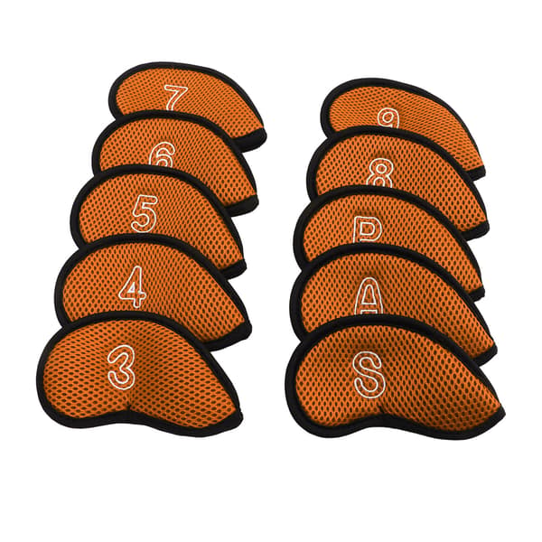10 Pcs Waterproof Golf Iron Head Covers Set with Numbers Orange Protective Headcovers for Training Course