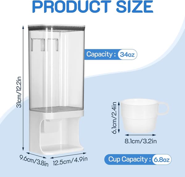 Detergent Container with Measuring Cup, 1500ML, Container for Grains and Beans, Suitable for Laundry Pods, Laundry Detergent Powder