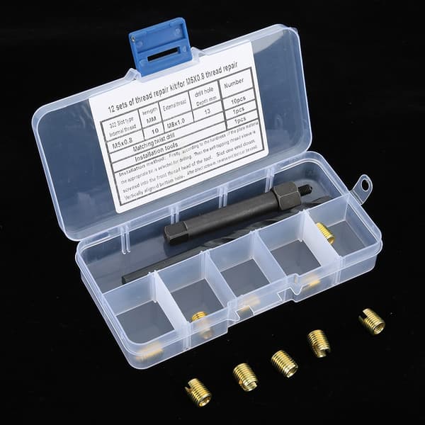 12 pcs M5 x 0.8 Thread Repair Kit Self-Tapping Thread Inserts Tool Set