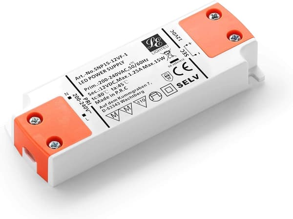 LED-strømforsyningstransformator - 15W, 12V DC, 1,25A - Konstant spenning for LED-striper og G4, MR11, MR16 LED-pærer