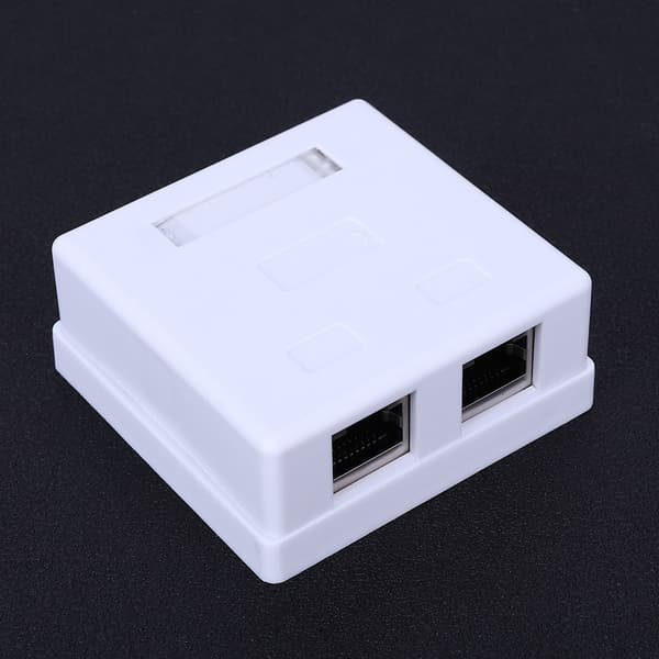 Super 5 Shield RJ45 8P8C Wall Plug Coupling Adapter 2 Port Desktop Extension Cable Mounting Box Surface Mount Jack