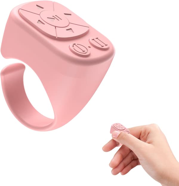 TikTok Ring Remote Control - Bluetooth Remote Control for iPhone and iPad, Camera Button, Video and Music, Compatible with iOS and Android pink pink pink