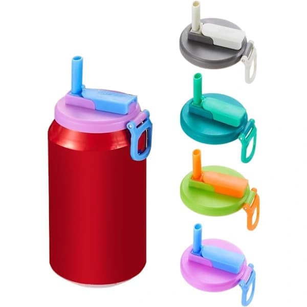 4-pack burklock med sugrör, återanvändbara tätningslock för läsk och cola, bärbara för utomhuspicknick och camping