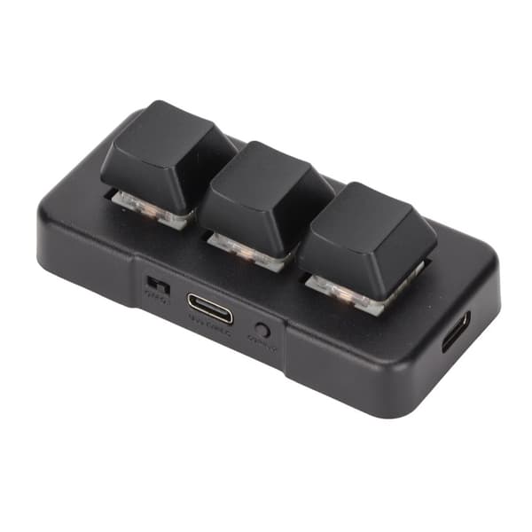 RGB-bakgrunnsbelyst Mini Mekanisk Programmerbart Tastatur med 3 Taster for Datamaskin (svart)