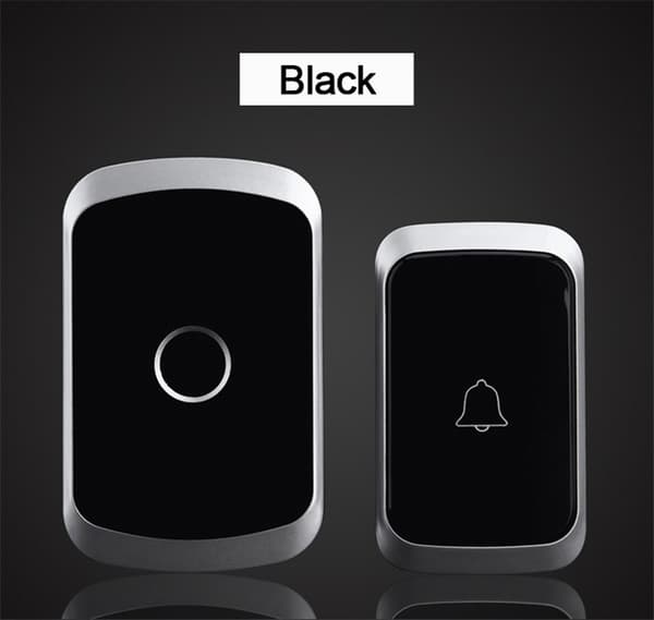 Black Wireless Doorbell DC Battery Powered Waterproof Remote Control 1 Transmitter 2 Receivers Ring Wireless Doorbell