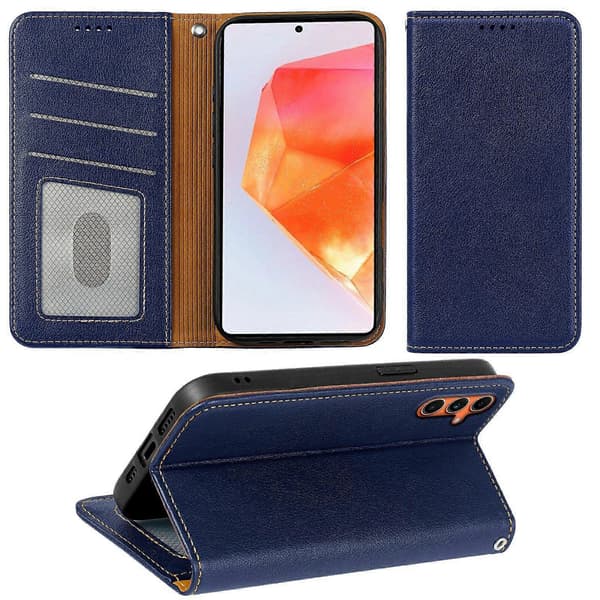 Wallet Case for Samsung Galaxy A17 5G - Magnetic Leather Flip Cover, Protective Phone Case, Durable Blue Blue