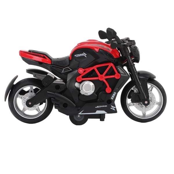 Alloy Motorcycle Model, High Simulation, Cool Sound, Light, Pull-Back Motorcycle Toy for Kids, Red