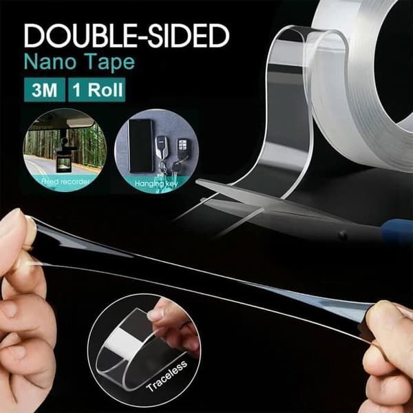 MTEVOTX Extra Strong Double-Sided Tape, Reusable Nano Tape, Transparent Washable Thin Nano Tape, Double-Sided Tape, 5M[DB] Black