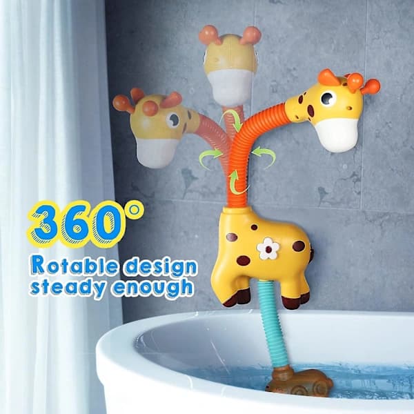 Giraff Babybadeleker, Automatisk Sprinkler Sugekopp Badeleke for Småbarn 1-3, Badekarleker Vann