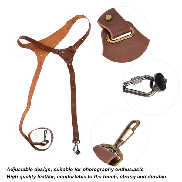 Leather Camera Strap for Outdoor Use, Adjustable Shoulder Strap Comfortable to Wear with Padded Pad, Durable to Use Widened Design Crossbody Strap