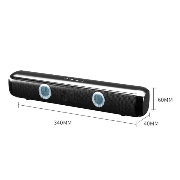 Soundbar til computere, klar lyd med omfattende lydbillede, dynamisk belysning for forbedret atmosfære, nem installation og brug