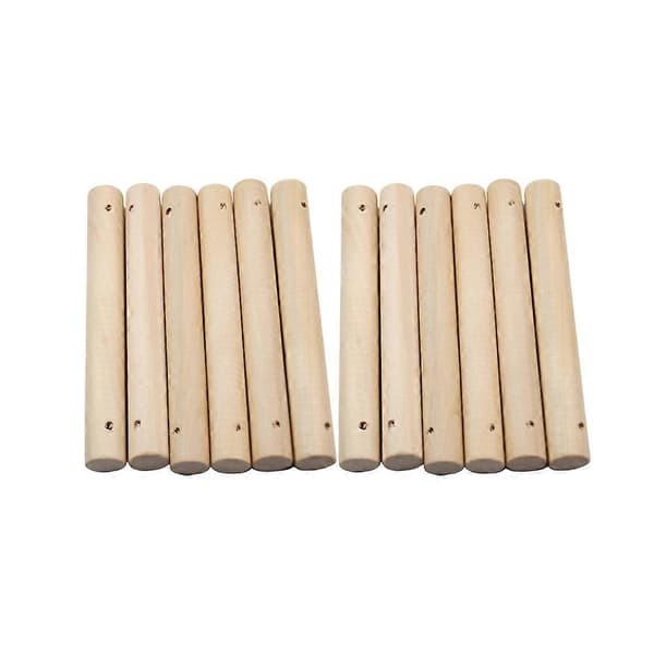 Solid Wood Dowels with 3mm Hole for DIY Pet Ladder, 25 Pcs Craft Sticks for Woodworking, Toy Building, and Model Projects
