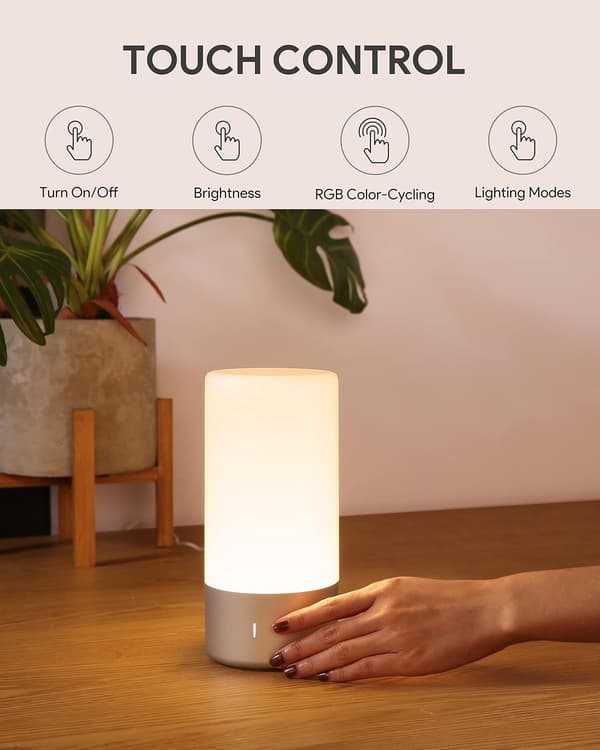 Bordlampe, LED-nattbordslampe med berøringskontroll, justerbar varmhvit salg