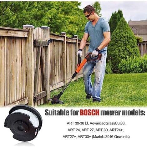 Trimmerspole til græstrimmer, 3 dele (længde: 6 m, Ø1,65 mm med spolehætte) til Bosch græstrimmer.