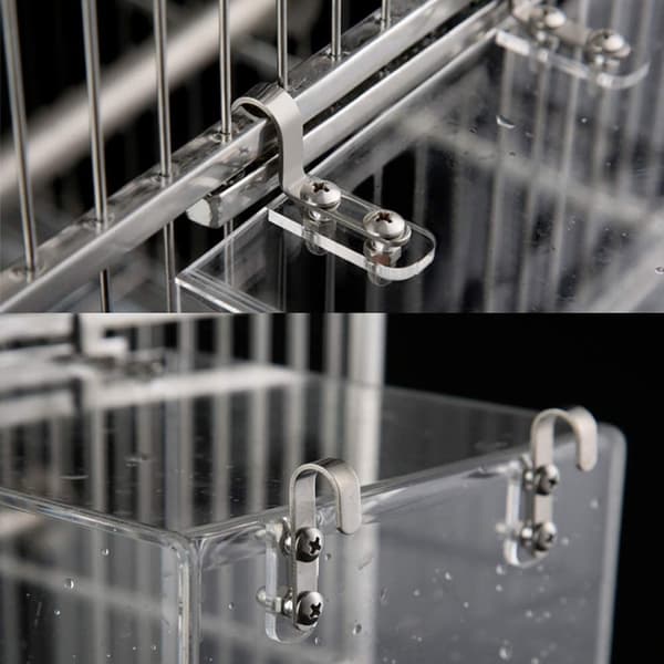 Acrylic Bird Bathtub Shower Box Bowl with Hooks Cage Accessories for Birds Parrots