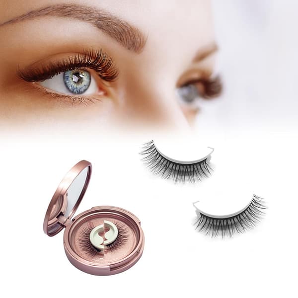 1 Pair Reusable Self-Adhesive Eyelashes Waterproof No Liner or Glue Needed
