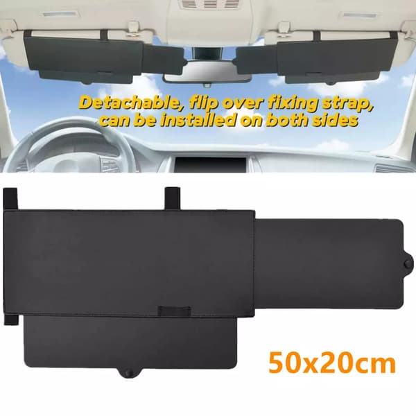 Retractable Car Sun Visor Extender with Anti-Glare Technology, Universal Fit, High Beam Blocker for Windshield and Side Window, Adjustable