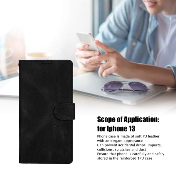 Klassisk PU Læder Pung Kort Flip Etui Magnetisk Spænde Telefoncover til iPhone 13