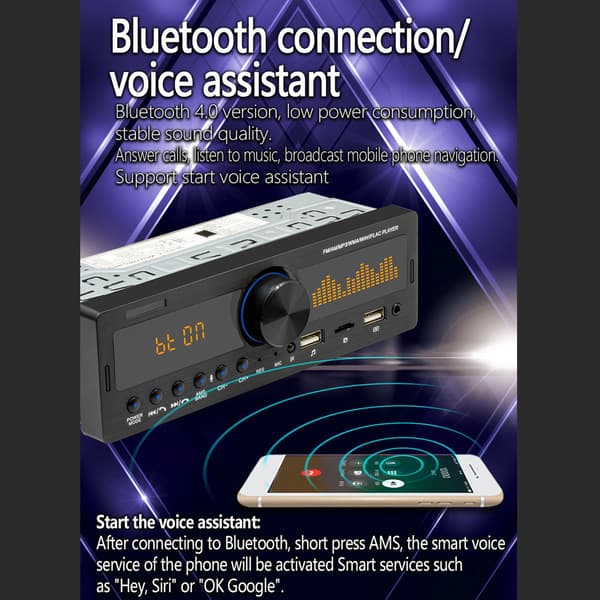 Enkel DIN Bilradiospiller Udstyret Med Bluetooth 5.0, Digital Stereo Og Anti-chokmekanisme For Problemfri Forbindelse