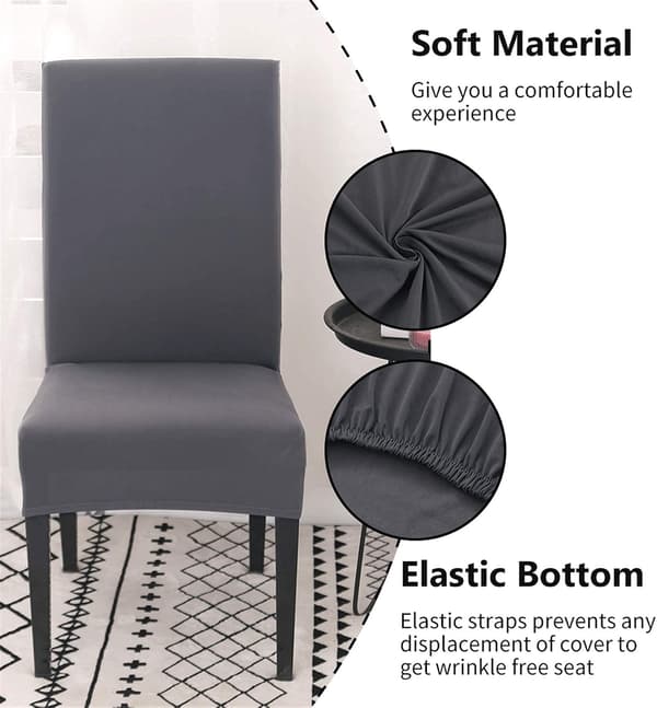Stoltrekk sett med 4 eller 6, elastisk avtakbart vaskbart stoltrekk dekorasjonsbeskyttelse setetrekk for hotell grå grå-FX- grå 4 stk grå grey 4pcs